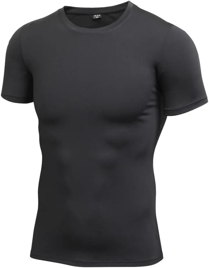 1 or 2 Pack Men's Compression Shirts Short Sleeve, Workout T-Shirt Quick Dry Baselayer Sport Shirt Running Tops