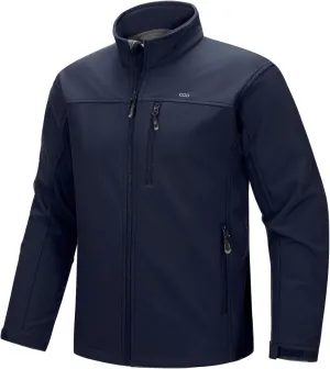 33,000ft Men's Waterproof Softshell Jacket Warm Fleece Lined Windbreaker Lightweight Soft Shell for Travel Hiking Golf