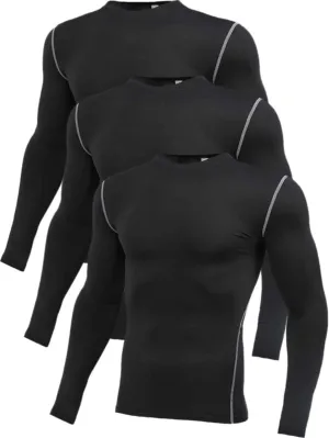 5 or 3 Pack Compression Shirts for Men Long Sleeve Cool Dry Athletic Workout Baselayer Baseball Undershirt Tops