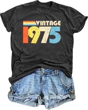 50th Birthday Gifts for Women Fifty Birthday Shirts: Vintage 1975 Shirt 50 Years Old Birthday Party Graphic T-Shirt