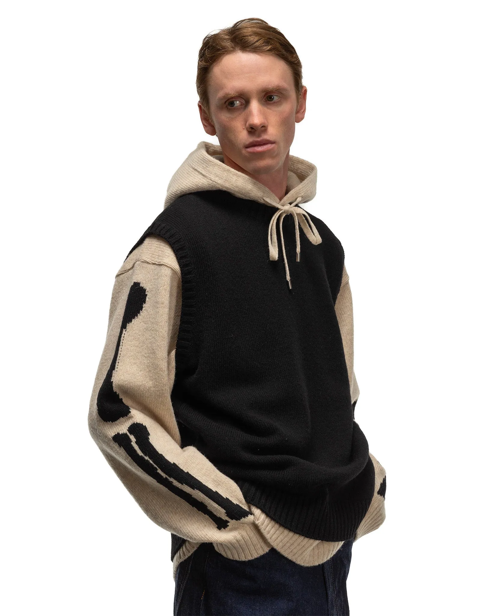 5G Wool BONE Vest Black