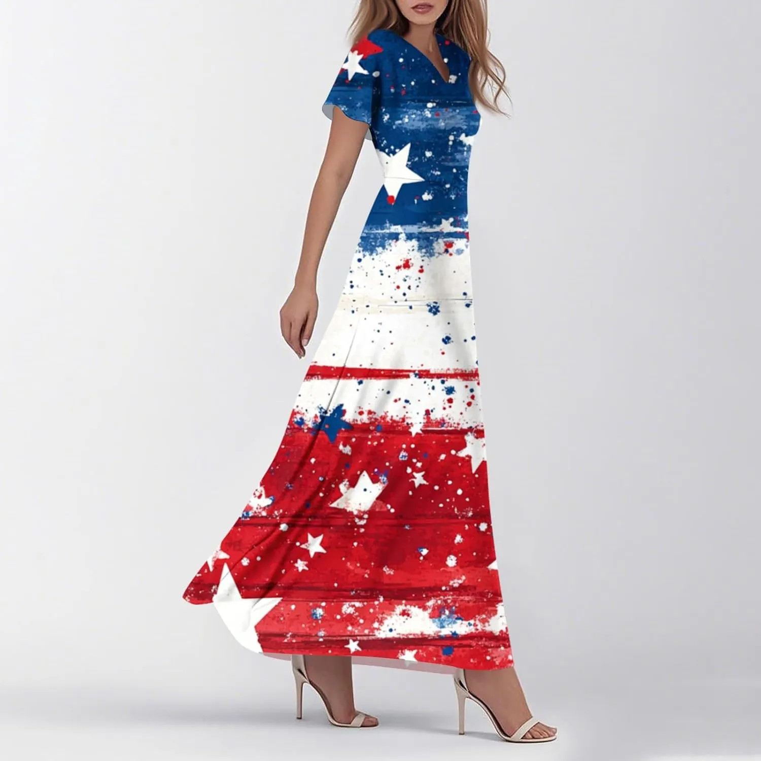 ADHOWBEW 4th of July Dress Women 2025 Holiday Plus Size Graphic USA Sexy Patriotic Independence Day Dresses