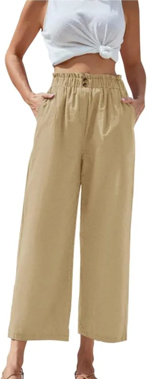 ADHOWBEW Womens Summer Pants 2025 Dressy Trousers Loose Fit Comfy Lounge Cover Ups Slacks Casual Plus Size Trendy Pants
