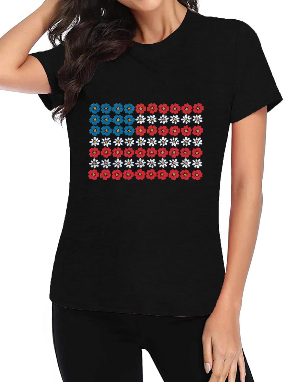 American Flag Shirts for Women 4th of July Tops USA Print T Shirt Casual Short Sleeve American Proud T-Shirt Tops