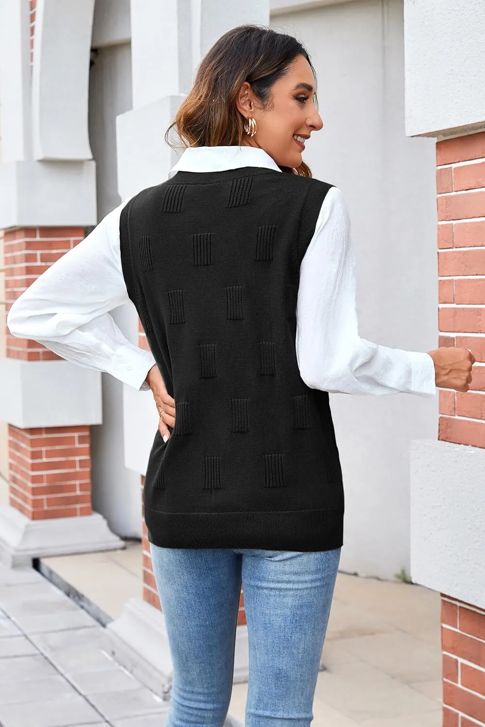 Arach&Cloz Womens Sweater Vest 2025 Fashion Sleeveless V Neck Business Casual Tank Knit Pullover Tops Spring Trendy