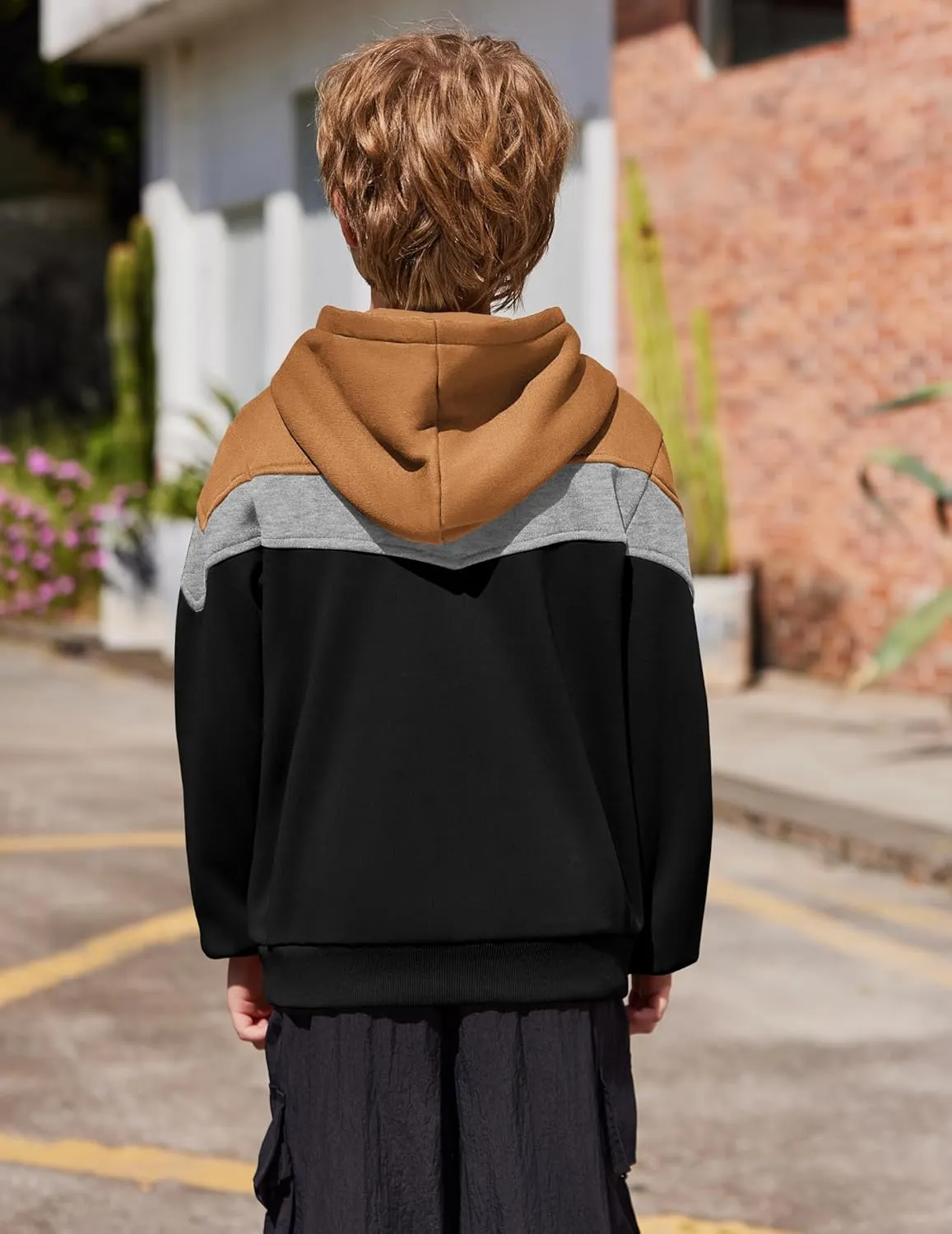 Arshiner Boy's Color Block Pullover Fleece Hoodie Long Sleeve Casual Sweatshirt with Pocket Age 3-13 Years
