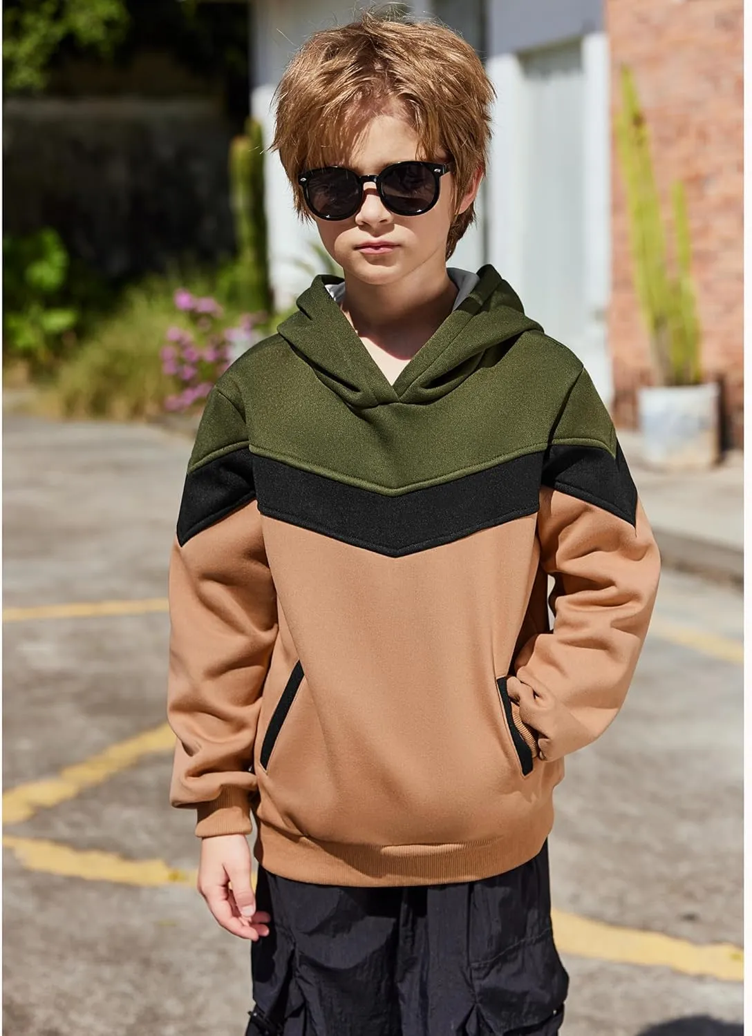 Arshiner Boy's Color Block Pullover Fleece Hoodie Long Sleeve Casual Sweatshirt with Pocket Age 3-13 Years