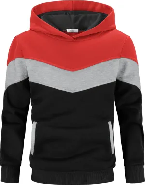 Arshiner Boy's Color Block Pullover Fleece Hoodie Long Sleeve Casual Sweatshirt with Pocket Age 3-13 Years