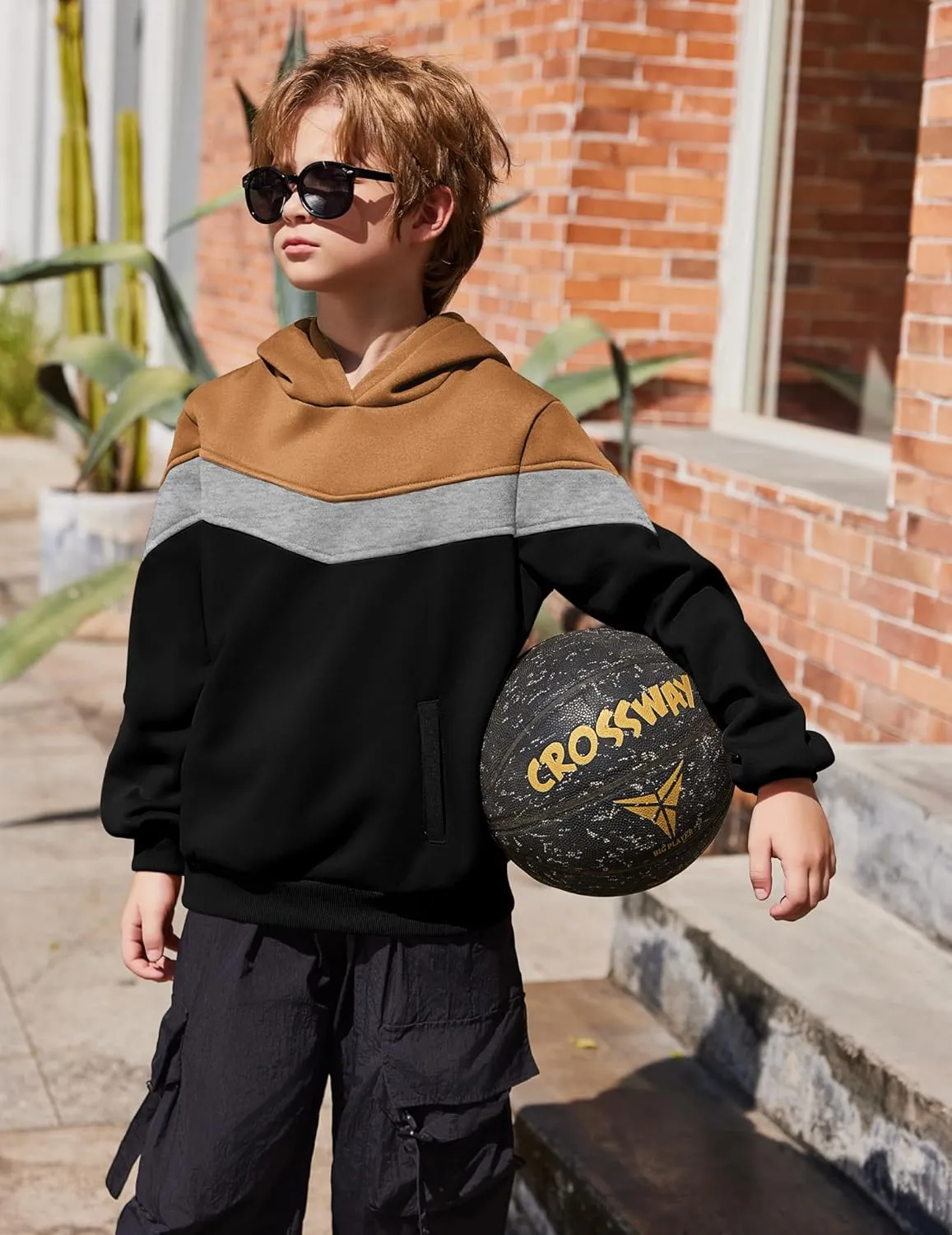 Arshiner Boy's Color Block Pullover Fleece Hoodie Long Sleeve Casual Sweatshirt with Pocket Age 3-13 Years