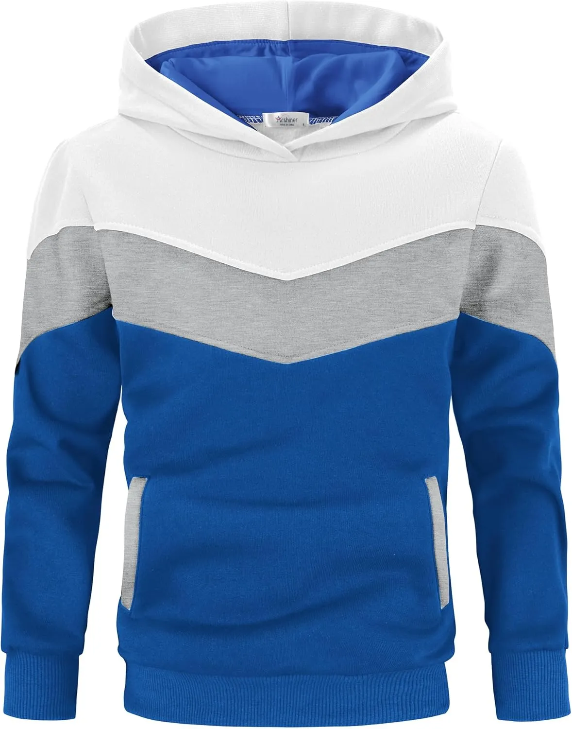 Arshiner Boy's Color Block Pullover Fleece Hoodie Long Sleeve Casual Sweatshirt with Pocket Age 3-13 Years