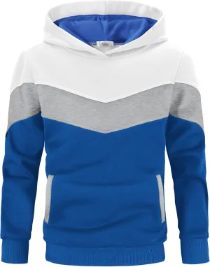 Arshiner Boy's Color Block Pullover Fleece Hoodie Long Sleeve Casual Sweatshirt with Pocket Age 3-13 Years