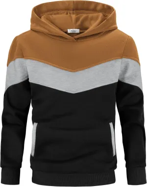 Arshiner Boy's Color Block Pullover Fleece Hoodie Long Sleeve Casual Sweatshirt with Pocket Age 3-13 Years