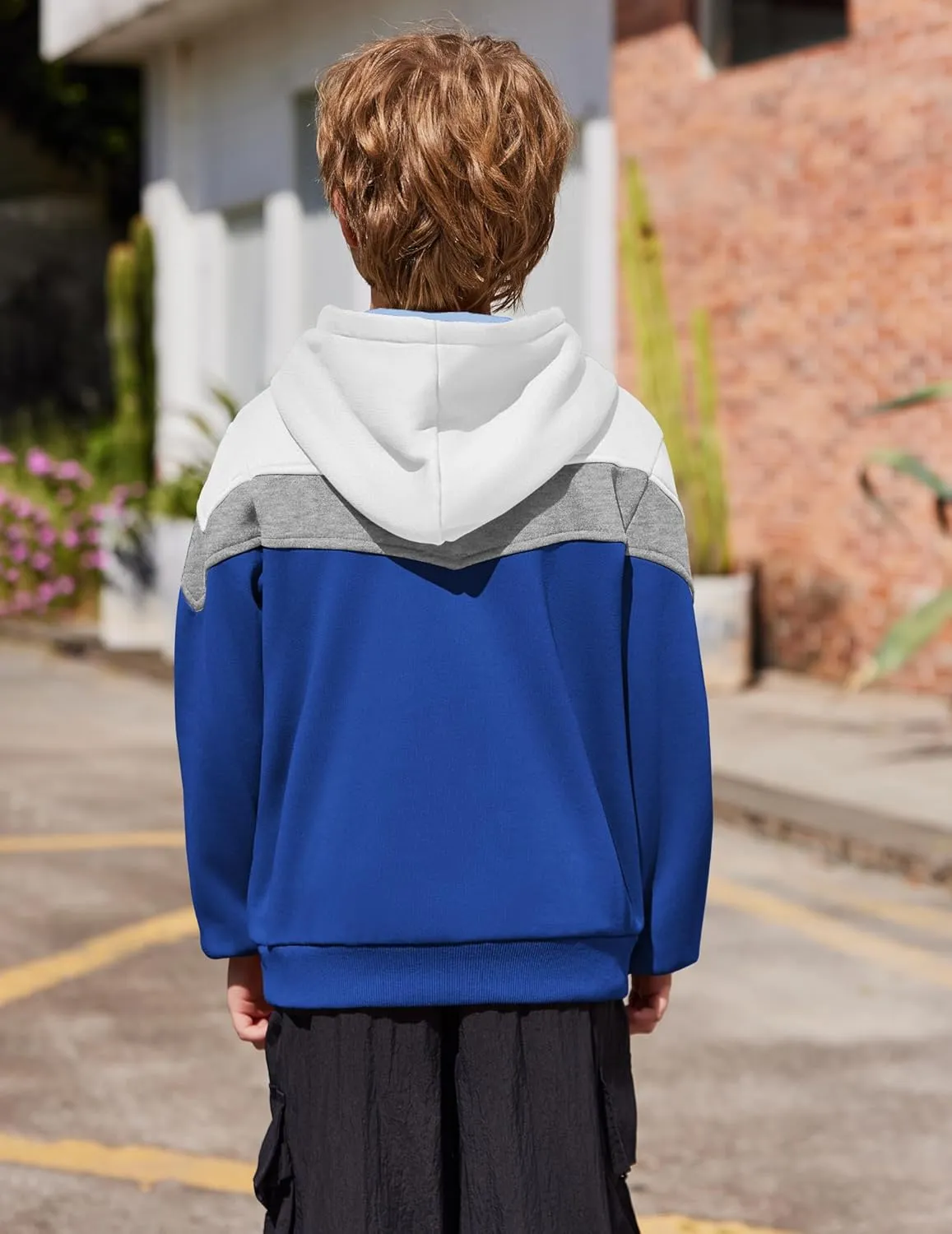 Arshiner Boy's Color Block Pullover Fleece Hoodie Long Sleeve Casual Sweatshirt with Pocket Age 3-13 Years