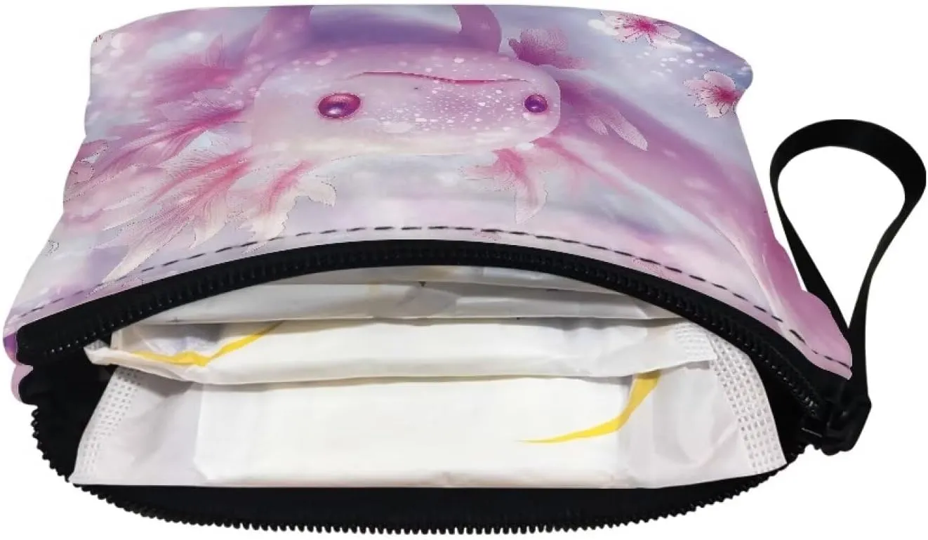 Axolotl Wristlet Clutch Purses for Women Casual Stylish Mini Cosmetic Bags for Girls Canvas Wallet with Coins Purse Portable Wristlet Coins Purse Pink