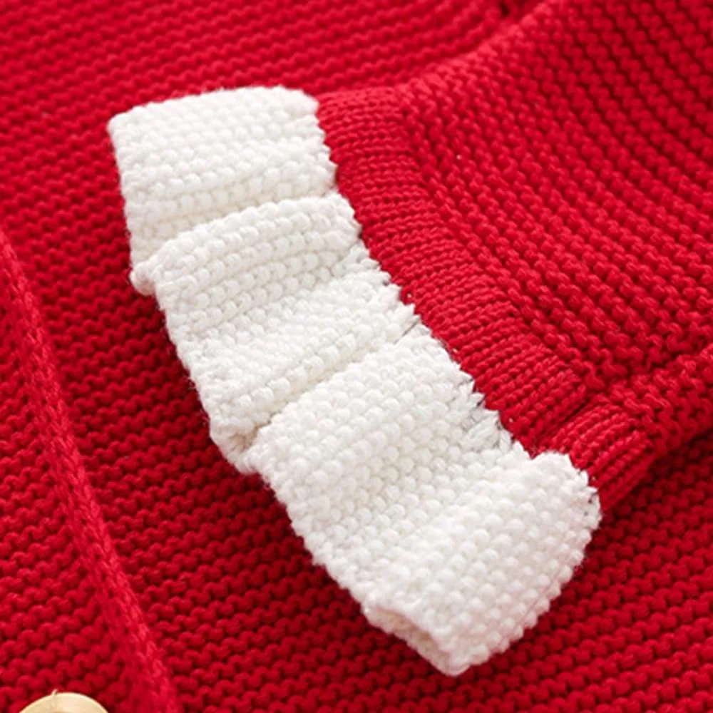 Baby Girls Knitted Cardigan Sweater Crewneck Knit Crochet Button Closure Cardigan Tops Coat Outwear for Toddler