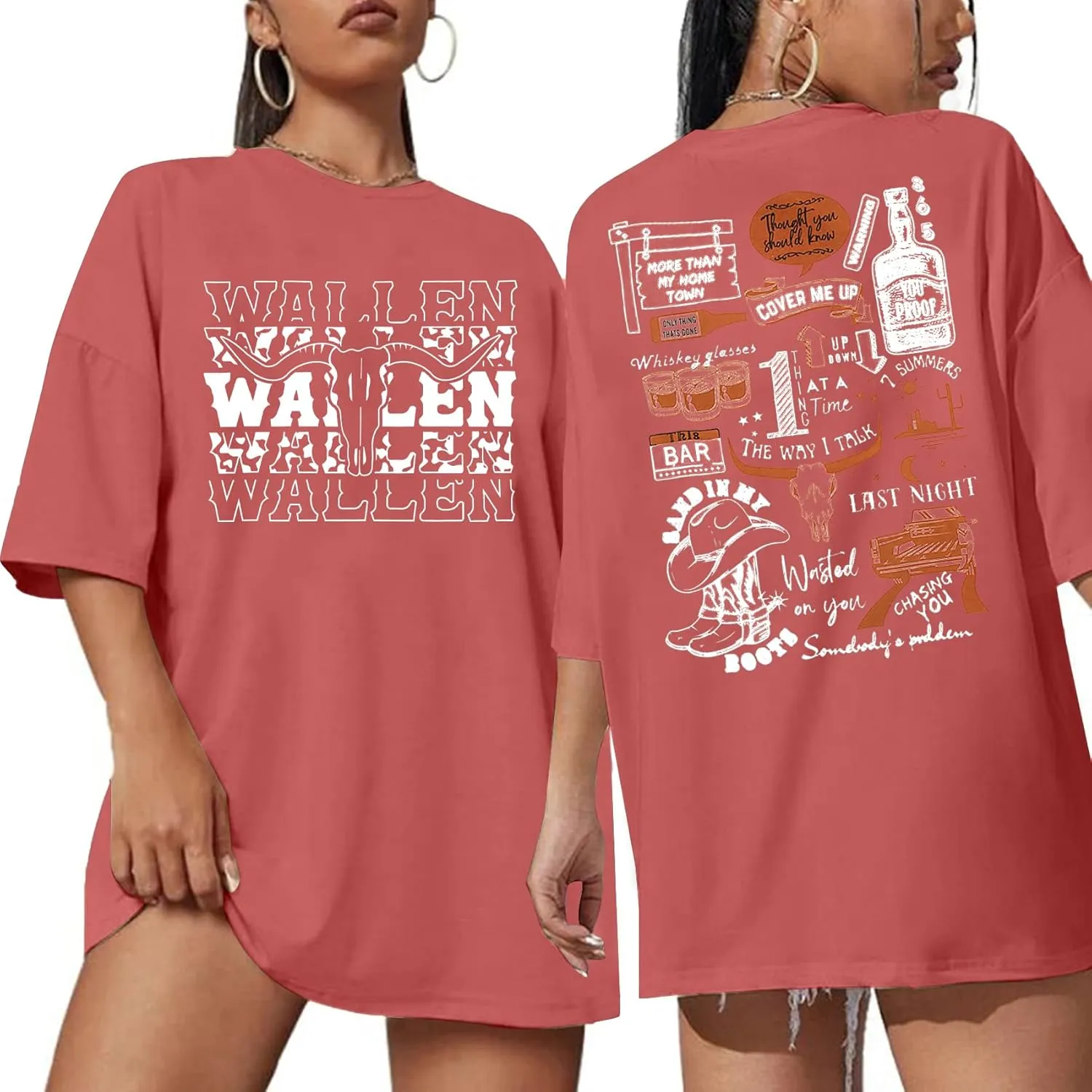 BANGELY Boho Cow Skull Women Country Music T-Shirt Vintage Western Rodeo Graphic Tee 80 90s Music Lover Short Sleeve Top