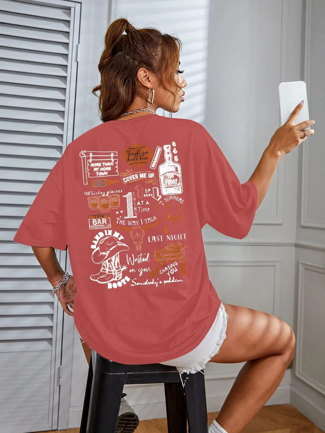 BANGELY Boho Cow Skull Women Country Music T-Shirt Vintage Western Rodeo Graphic Tee 80 90s Music Lover Short Sleeve Top