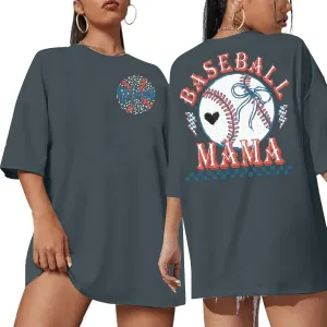 Baseball Mom Shirt Baseball Oversized Tshirt Women Baseball Game Day Season Vacation Short Sleeves Tops