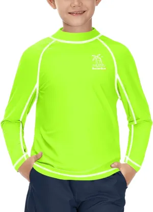BesserBay Boys Sun Protection Long Sleeve Rash Guard Shirt UPF 50  Rashguard Swim Shir Surfing Shirt 4-14 Year