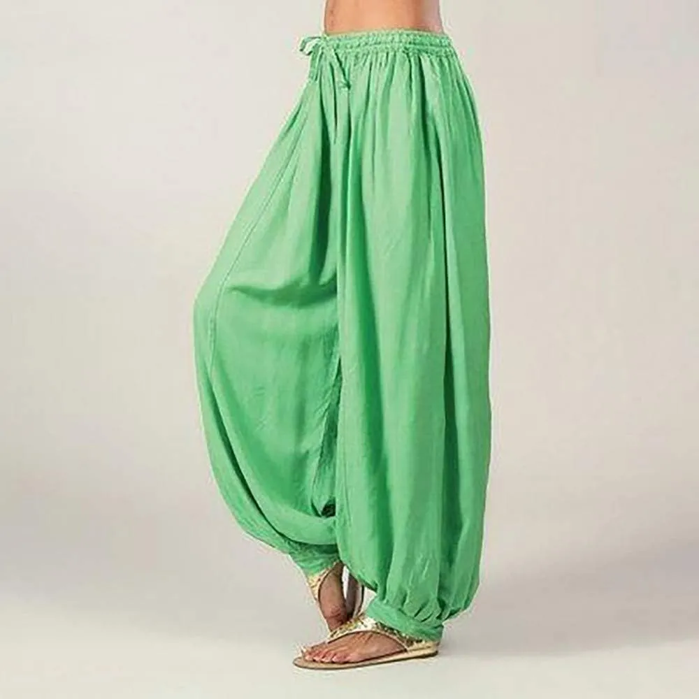 Black Linen Pants Women Casual Summer Baggy Waist Pants with Pockets Solid Sweatpants Palazzo Pants for Women Dance