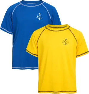 Boys Swim Shirt - 2 Pack Quick Dry Sun Protection Short Sleeve Rash Guard for Boys Youth Kids Swimwear (2T-18)
