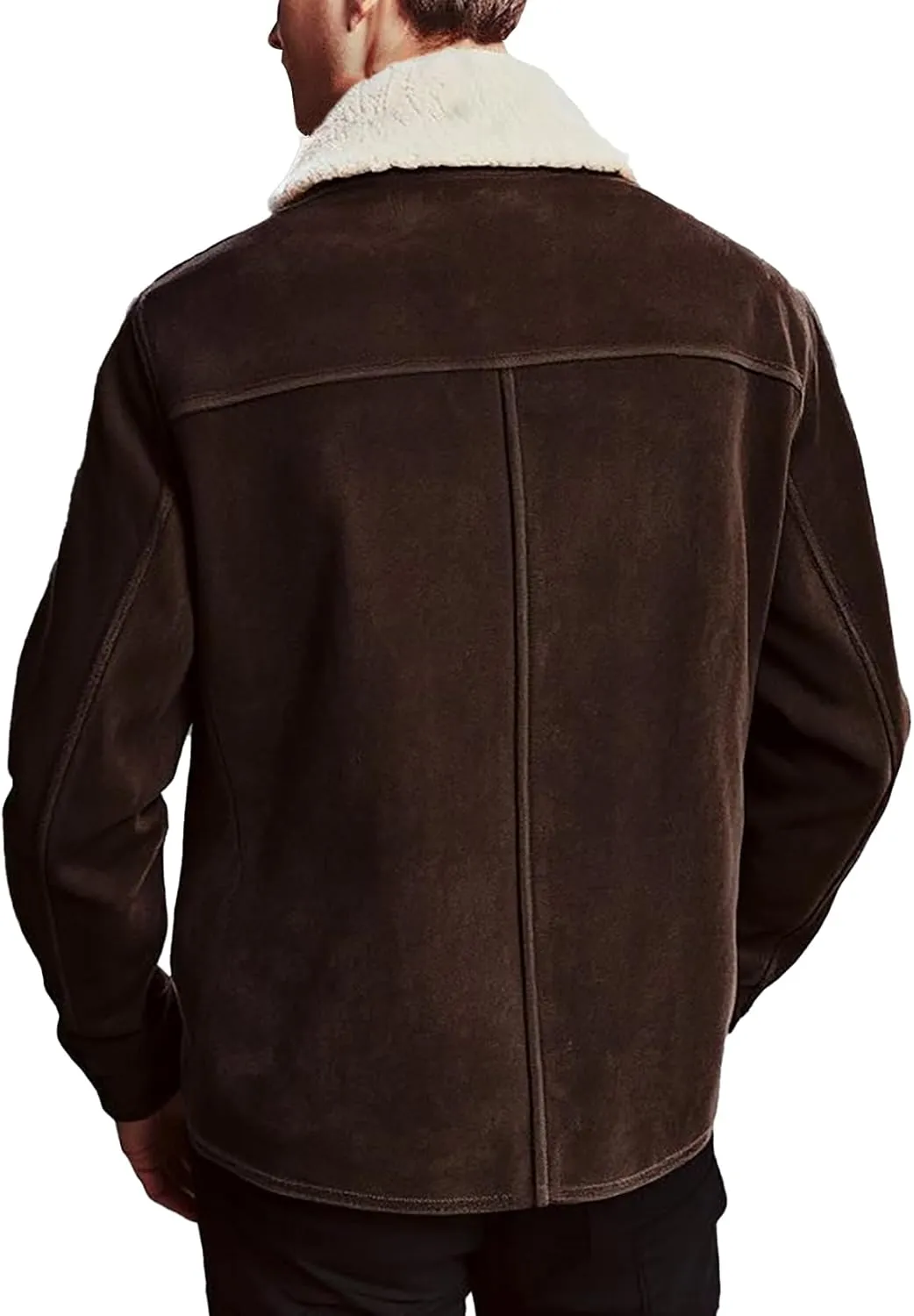 Brown Leather Biker Jacket Fur Collar - Suede Leather Trcuker Jacket Men - Black Motorcycle Coat - Corduroy Coat