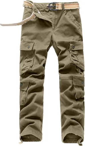 Cargo Pants Men Casual Stylish Multi Pockets Solid Cotton Straight Trousers Skinny-Fit Outdoor Fashion Sweatpants