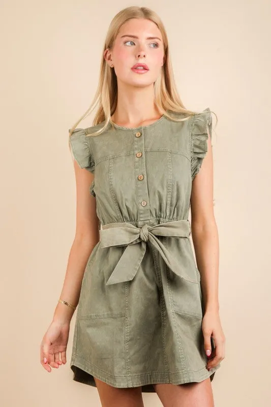 Chambray Ruffle Dress