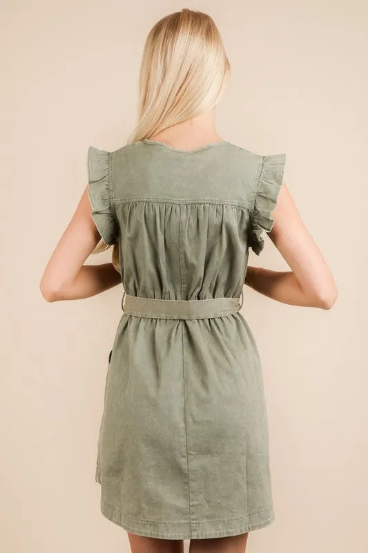 Chambray Ruffle Dress