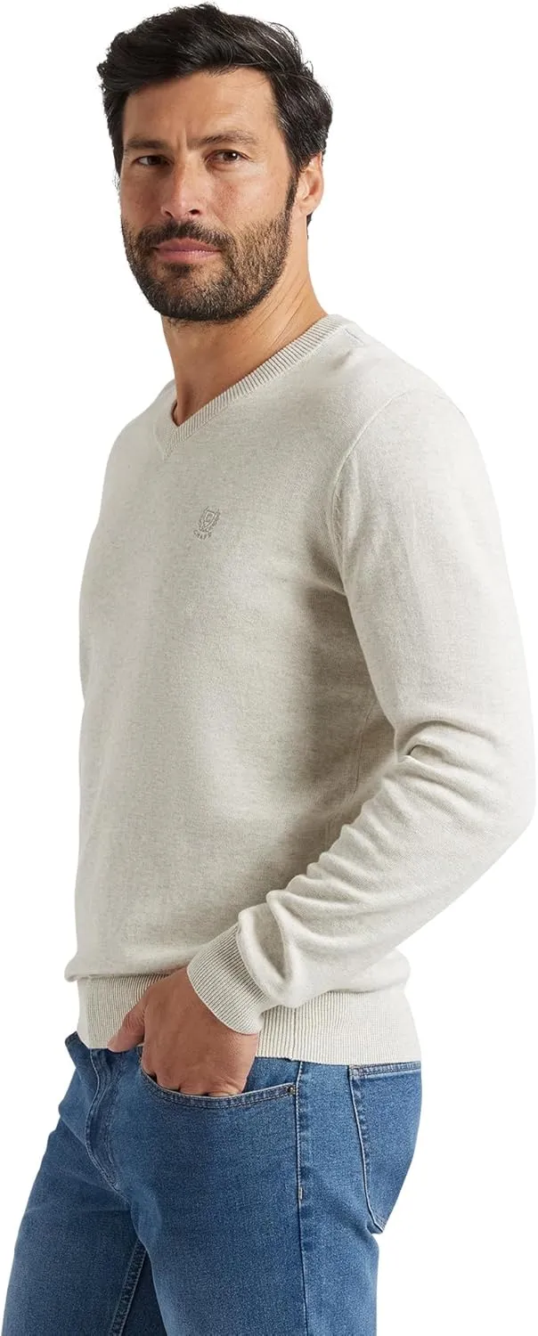 Chaps Men's Casual V Neck Sweater - Ribbed Knit Slim Fit Long Sleeve Pullover Top for Men (M-2XL)