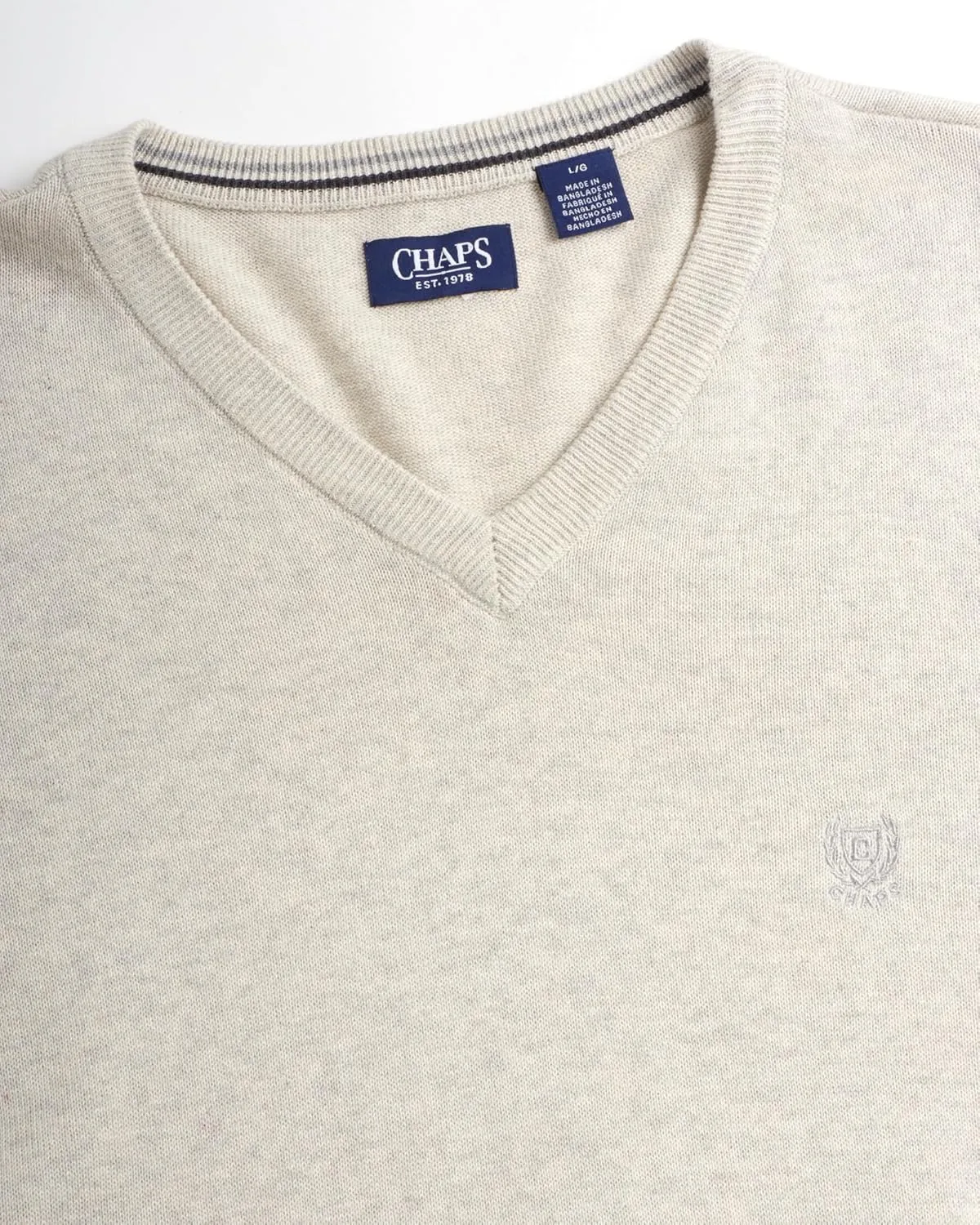 Chaps Men's Casual V Neck Sweater - Ribbed Knit Slim Fit Long Sleeve Pullover Top for Men (M-2XL)