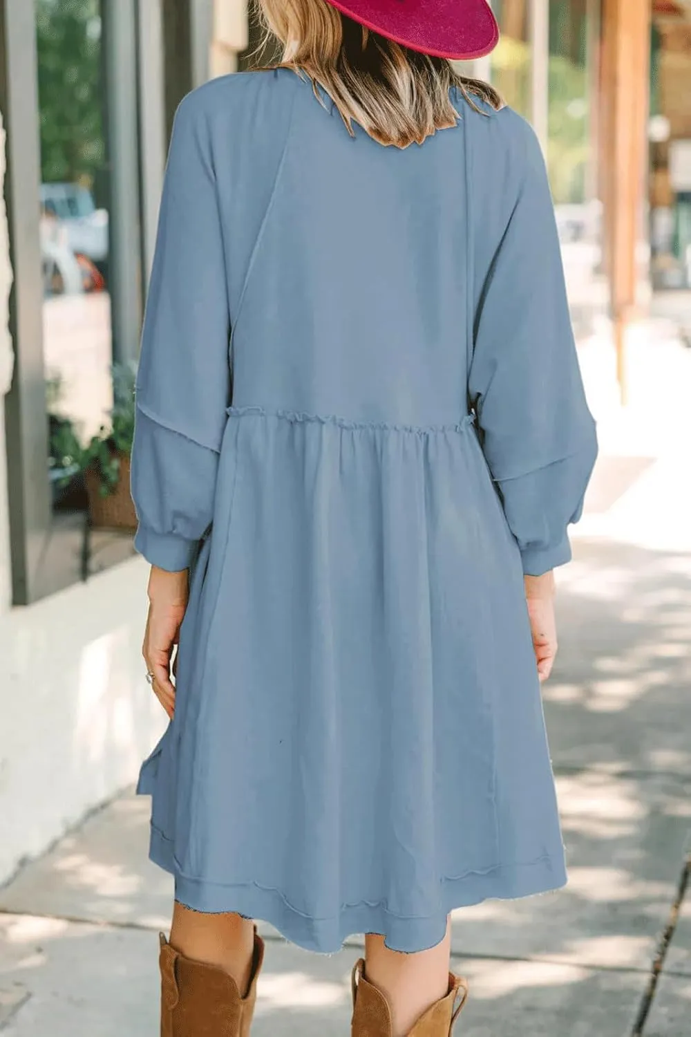 CHARTOU Women's Oversized Hoodies Dress Lantern 3/4 Sleeve Split Hem Dress Sweaters Pullover Y2K Outfit 2024