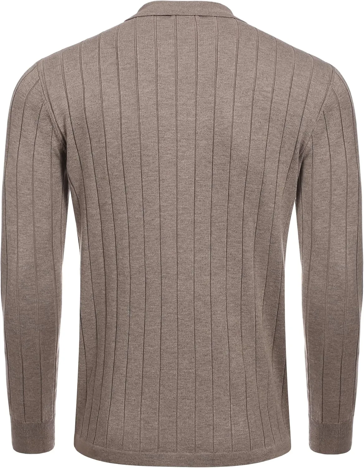 COOFANDY Men's Casual Knit Polo Shirts Long Sleeve Button Down Sweater Polo Ribbed Cardigan Sweater with Pocket