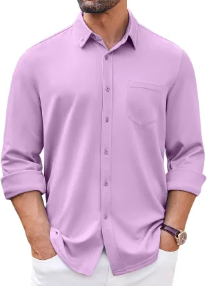 COOFANDY Mens Long Sleeve Button Down Shirt Wrinkle Free Casual Shirt for Men Untucked Shirts with Pocket for Wedding