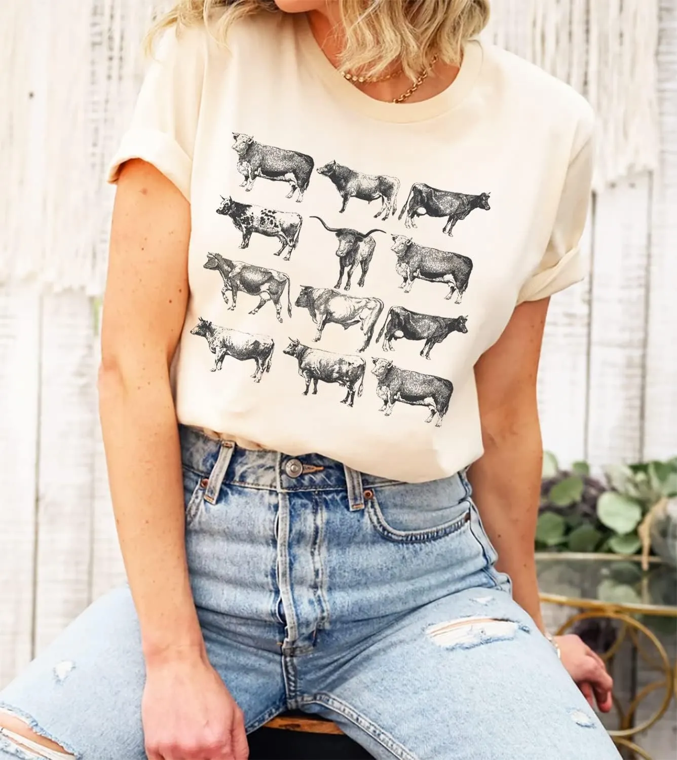 Cow Shirts for Women Western Country Cowgirl T-Shirt Retro Animal Bull Graphic Farm Life Tee Casual Short Sleeve Top