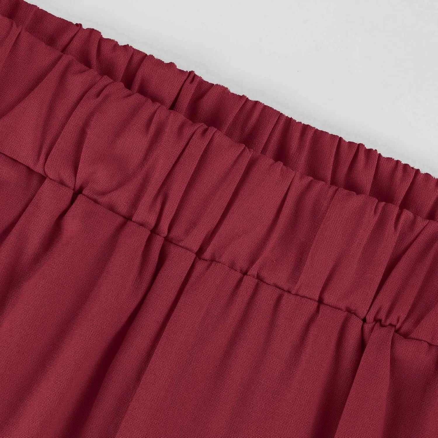 Cropped Linen Pants Women Summer Petite Plus Size Capri Pants Elastic Wide Leg Crop Pants Beach Trousers with Pockets
