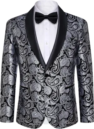 DiBanGu Mens Blazer One Button Shawl Lapel Tuxedo Sport Coat Casual Dress Suit Jacket for Men Wedding Party Prom