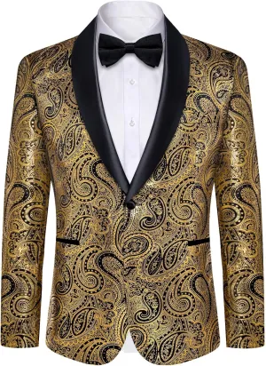DiBanGu Mens Blazer One Button Shawl Lapel Tuxedo Sport Coat Casual Dress Suit Jacket for Men Wedding Party Prom