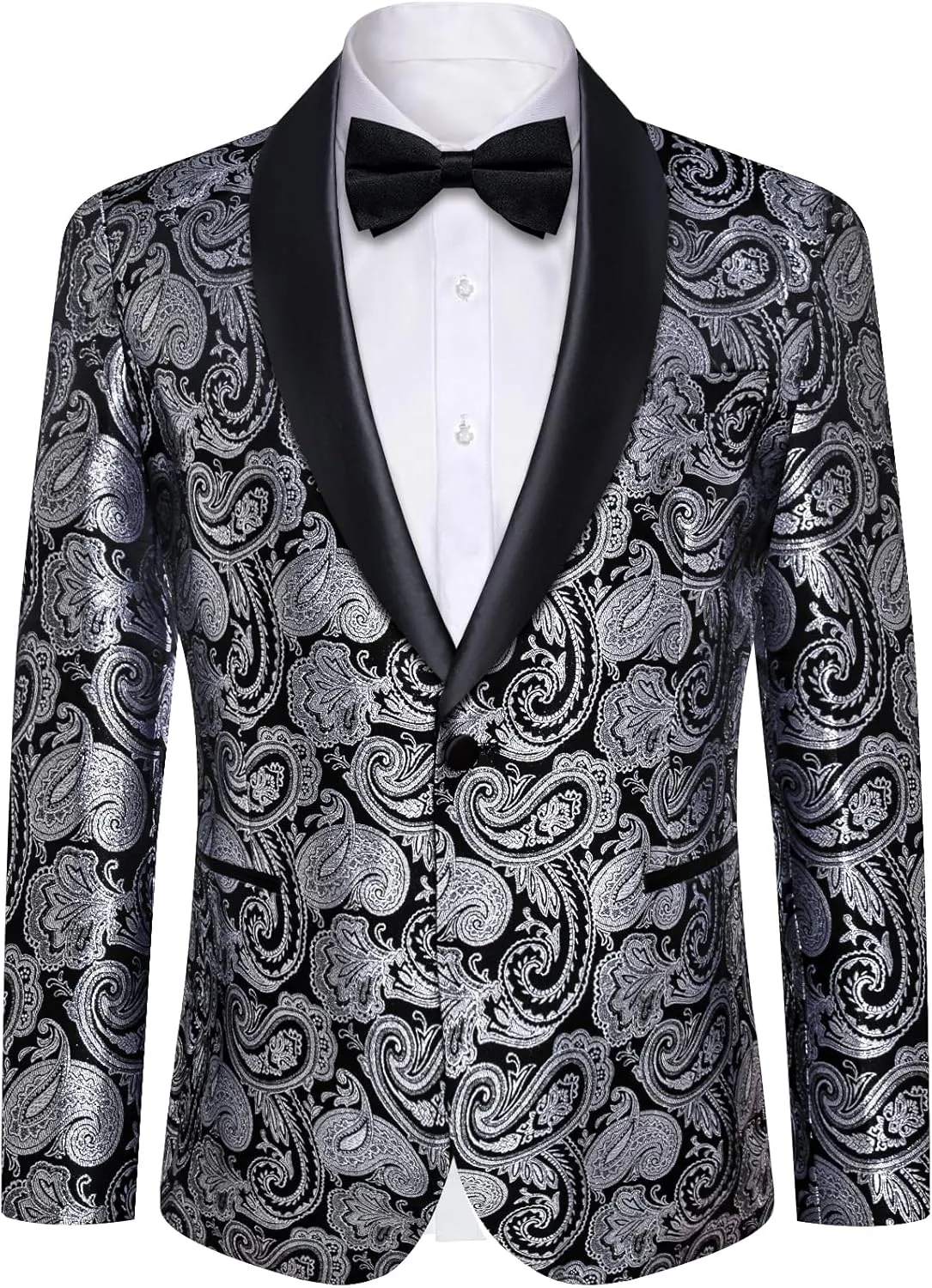 DiBanGu Mens Blazer One Button Shawl Lapel Tuxedo Sport Coat Casual Dress Suit Jacket for Men Wedding Party Prom