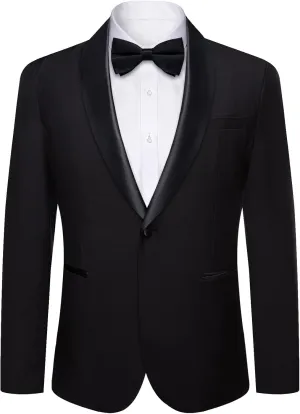 DiBanGu Mens Blazer One Button Shawl Lapel Tuxedo Sport Coat Casual Dress Suit Jacket for Men Wedding Party Prom