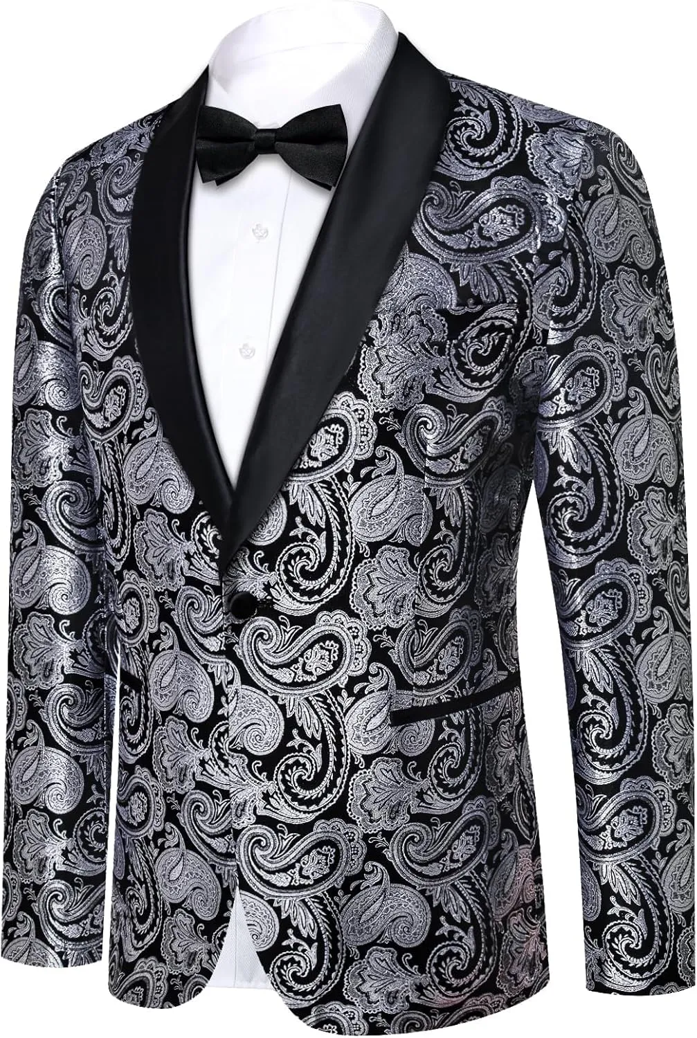 DiBanGu Mens Blazer One Button Shawl Lapel Tuxedo Sport Coat Casual Dress Suit Jacket for Men Wedding Party Prom