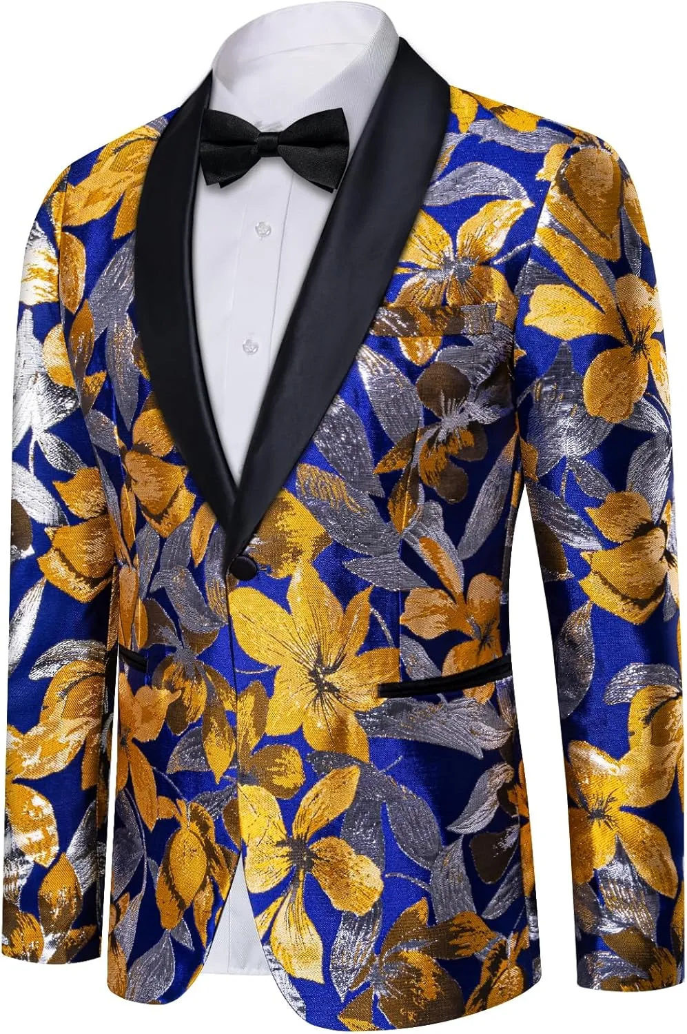 DiBanGu Mens Blazer One Button Shawl Lapel Tuxedo Sport Coat Casual Dress Suit Jacket for Men Wedding Party Prom