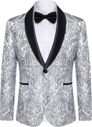 DiBanGu Mens Blazer One Button Shawl Lapel Tuxedo Sport Coat Casual Dress Suit Jacket for Men Wedding Party Prom