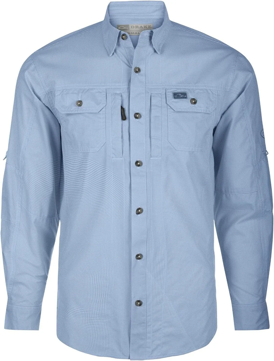 Drake Waterfowl Men's Frat Houndstooth Check Long Sleeve Moisture-Wicking Quick-Drying Button-Down Shirt