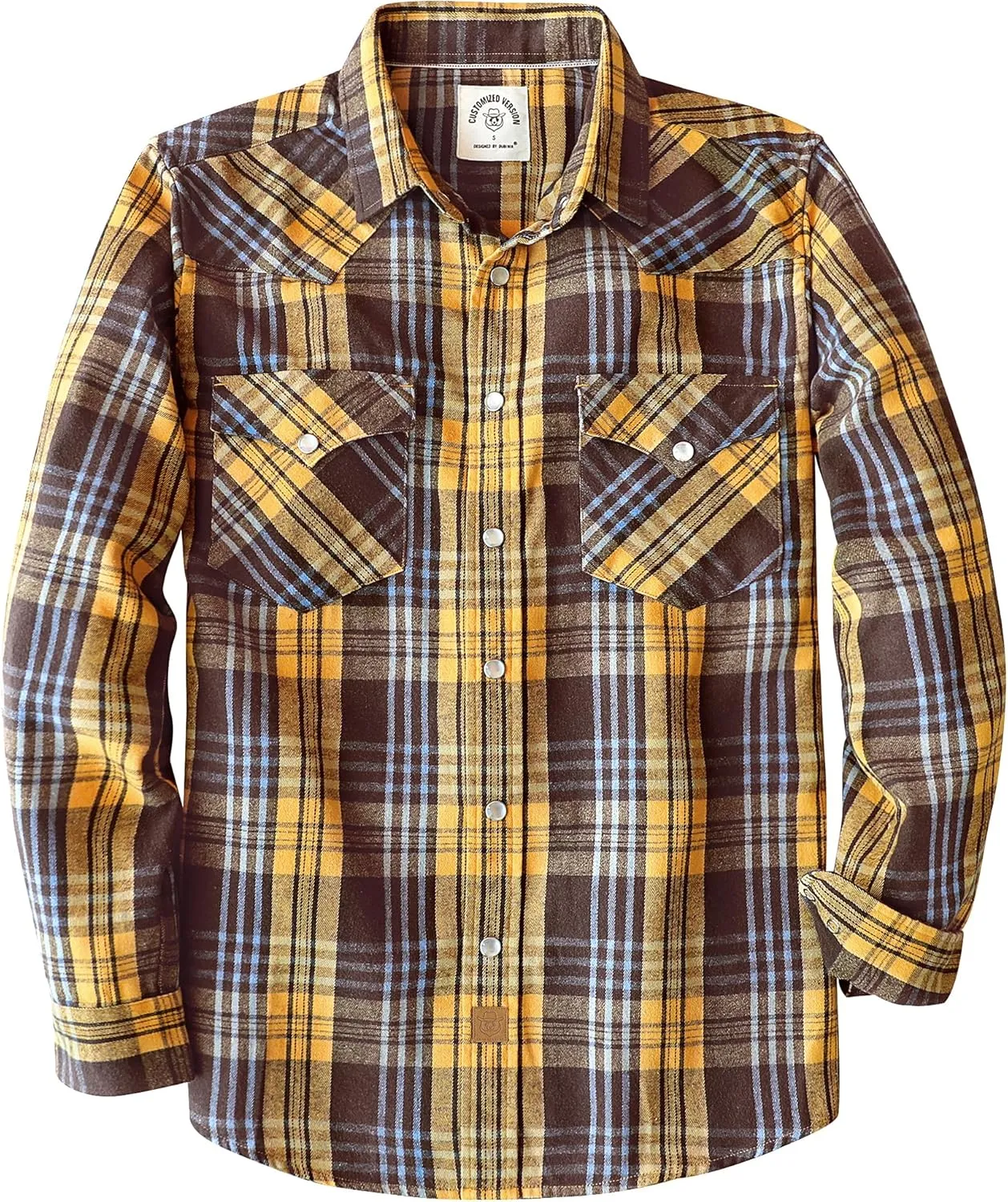 Dubinik Flannel Shirt for Men Western Cowboy Pearl Snap Shirts for Men Long Sleeve Vintage Buttons Down Plaid Shirt