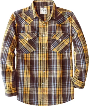 Dubinik Flannel Shirt for Men Western Cowboy Pearl Snap Shirts for Men Long Sleeve Vintage Buttons Down Plaid Shirt