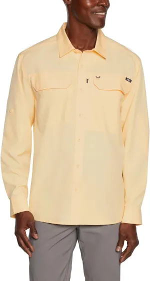 Eddie Bauer Men's Long Sleeve Woven Tech Shirt, UPF 50 Collared Button-Up Shirt, Hiking Fishing & Outdoor Work Shirts for Men