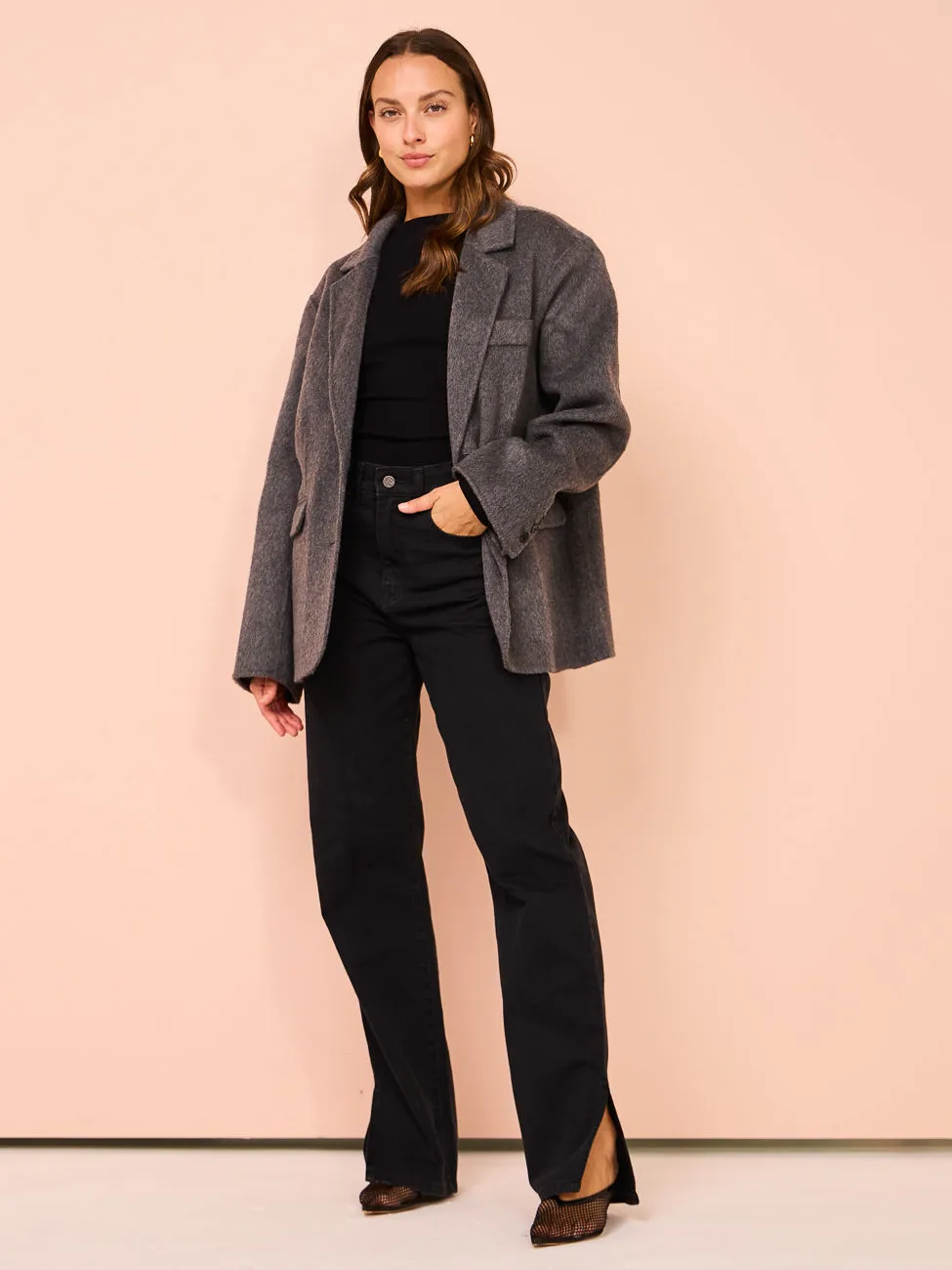 Elka Collective Santi Blazer in Charcoal Marle