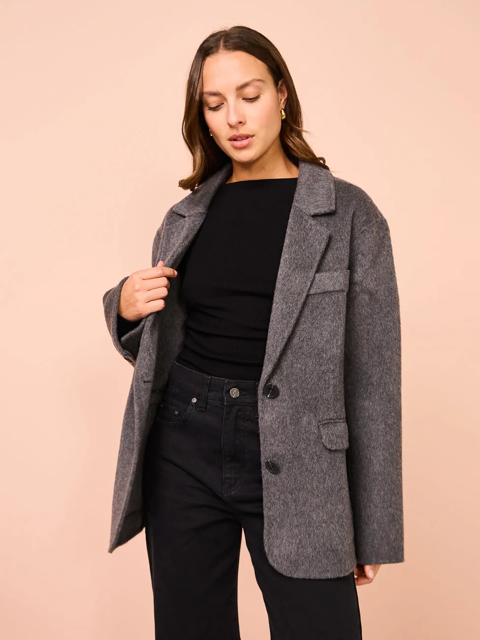 Elka Collective Santi Blazer in Charcoal Marle