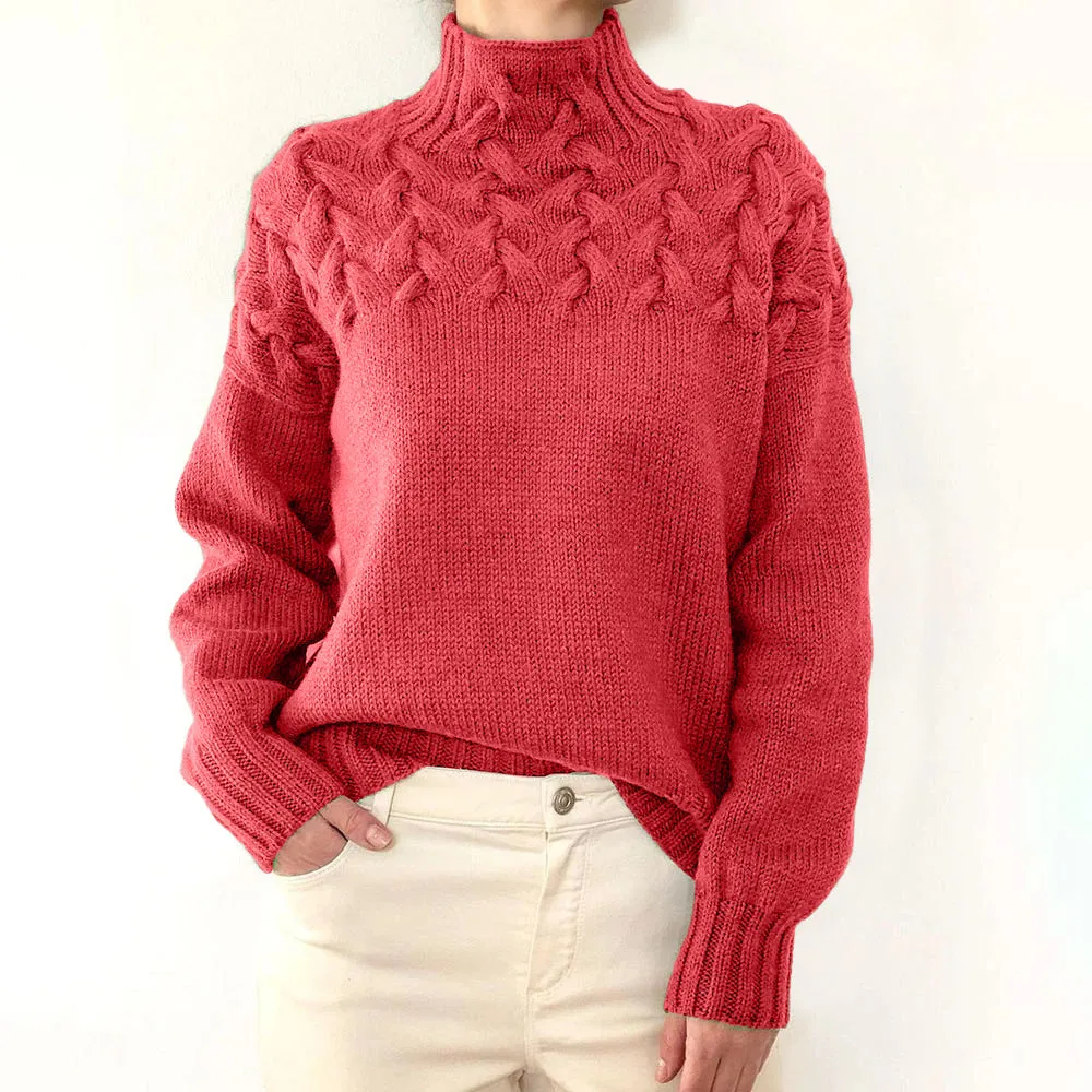Fashion Cable Braided Turtleneck Sweater